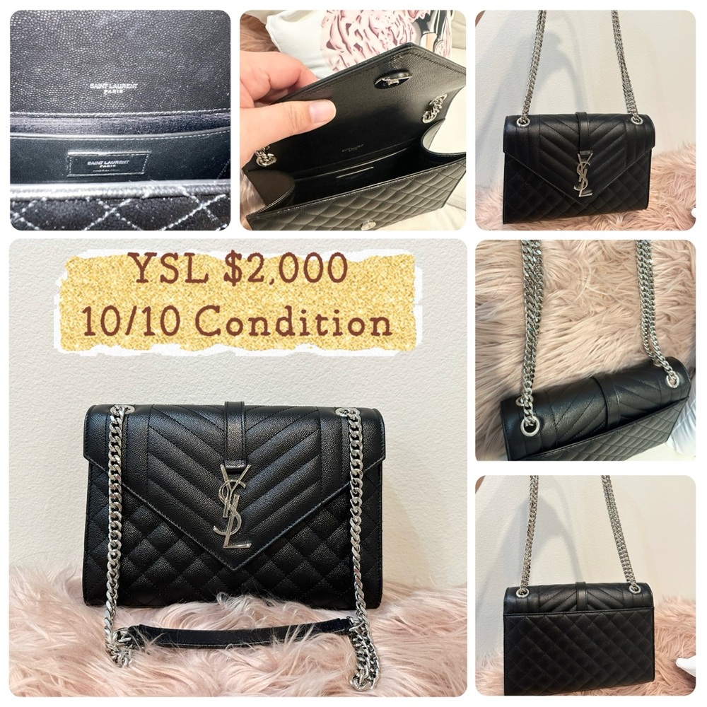 Saint Laurent Black Chevron Shoulder Bag